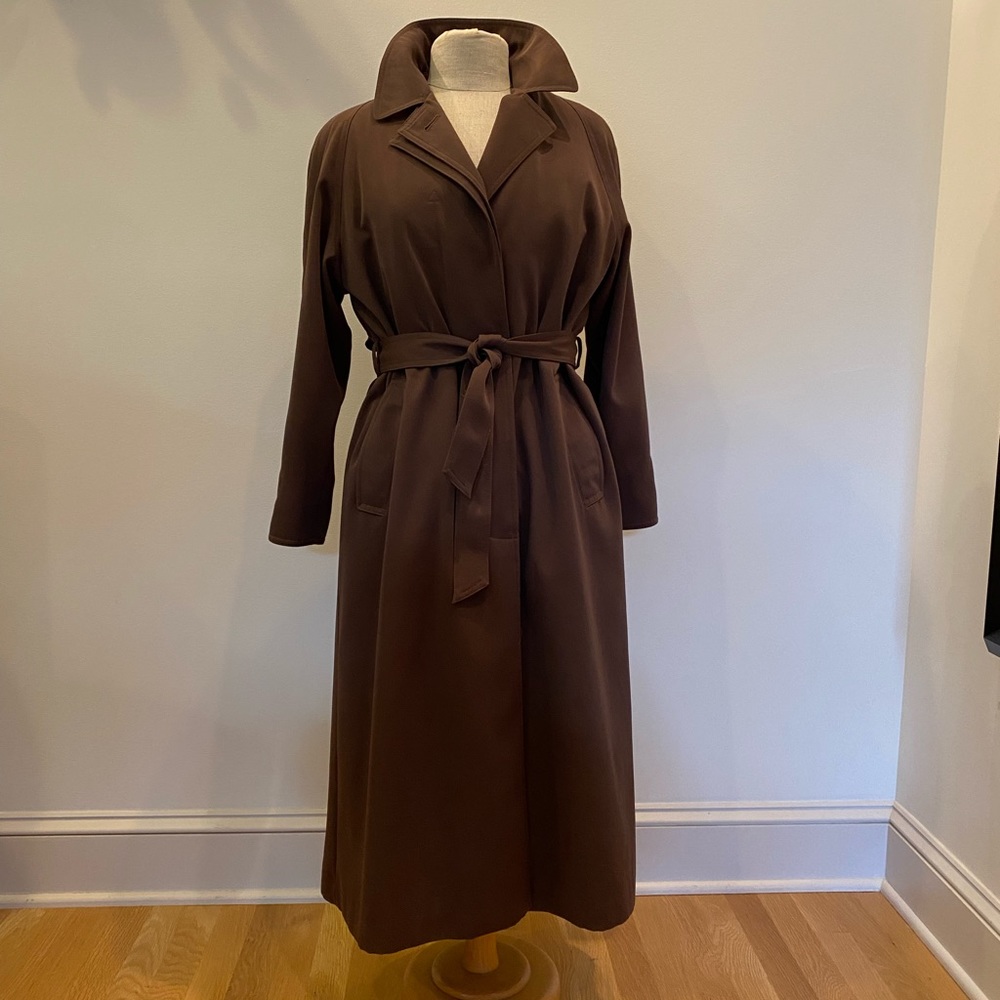 Talbots Womens Olive Green Classic Trench Coat / Removable Lining/ Size 4 Petite